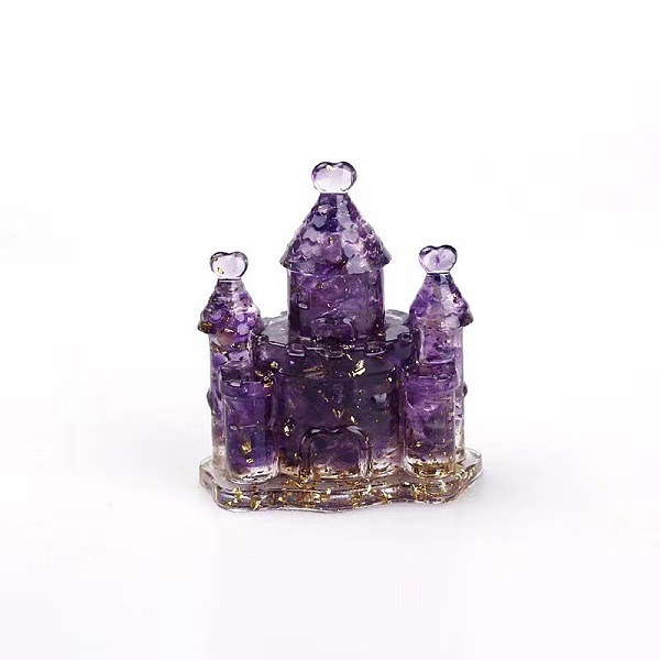 

PandaHall Resin Castle Display Decoration, with Natural Amethyst Chips inside Statues for Home Office Decorations, 63x44x73mm Amethyst...