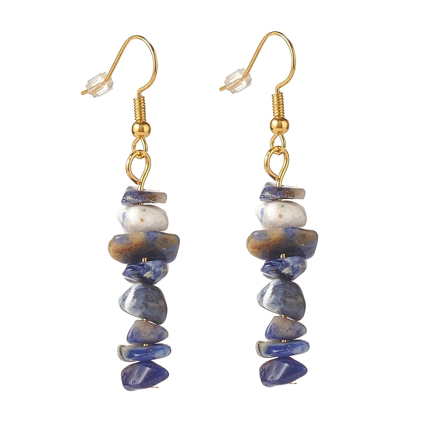 Natural Sodalite Chip Beaded Dangle Earrings