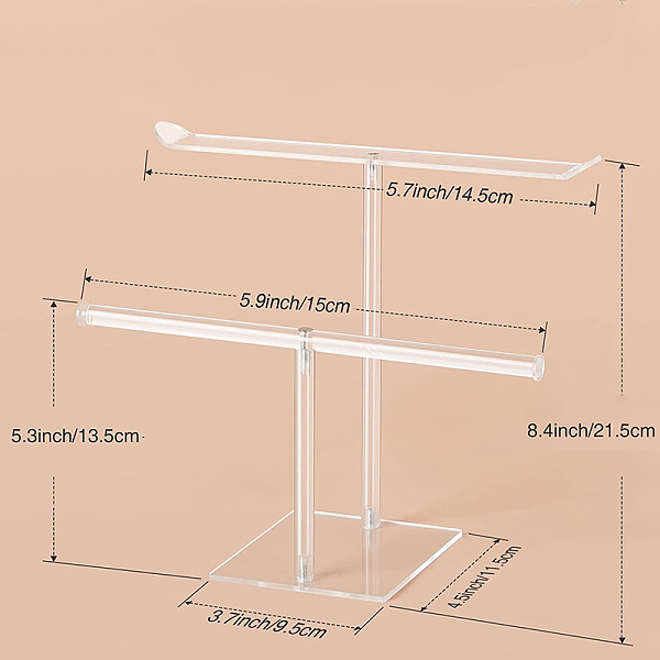 

PandaHall 2-Tier Acrylic Headband Holders, Jewelry Headband Display Organizer for Girl Women, Clear, Finish Product: 11.5x14.5x21.5cm...