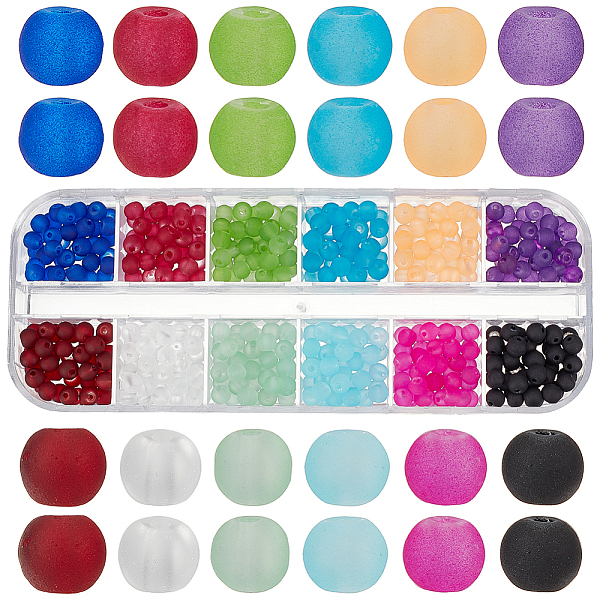 

PandaHall 480pcs 12 Colors Transparent Frosted Glass Beads Strands, Round, for Beading Jewelry Making, Mixed Color, 4mm, Hole: 1.1~1.6mm..., Multicolor