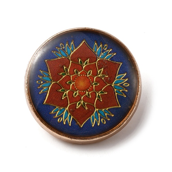 

PandaHall 1-Hole Alloy Enamel Shank Button, Flat Round with Flower, Orange Red, 18x7.3mm, Hole: 2.1mm Alloy Flat Round
