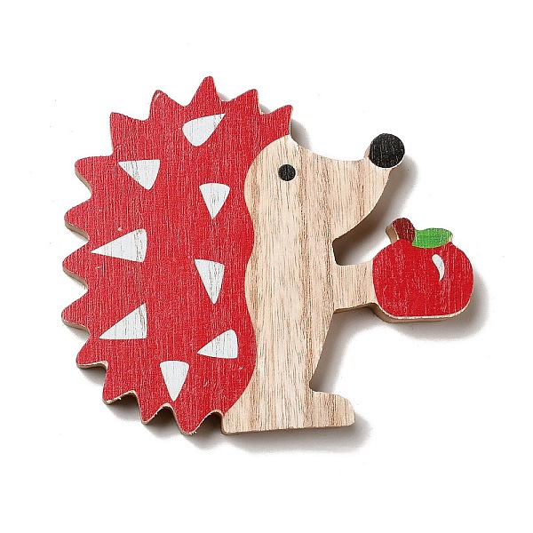 

PandaHall Autumn Single Face Printed Wood Cabochons, Hedgehog, 103x118x12mm Wood Hedgehog
