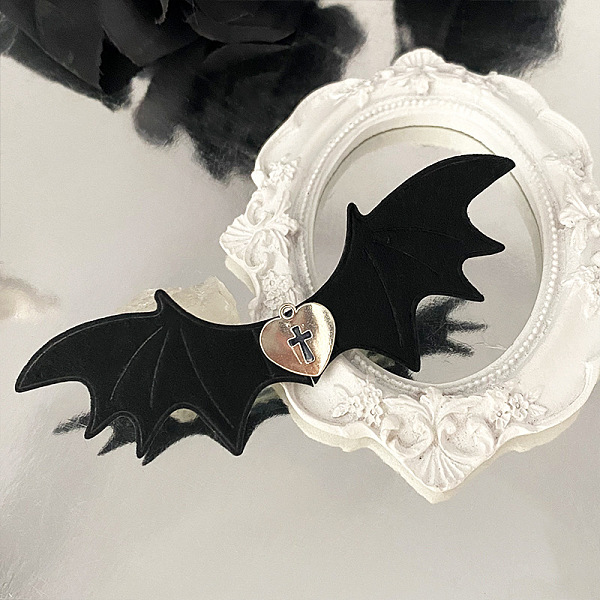 

PandaHall Resin Alligator Hair Clip, with Alloy Findings, Hair Accessories for Girls, Wing, Cross Pattern, 37x115mm Resin Cross Black