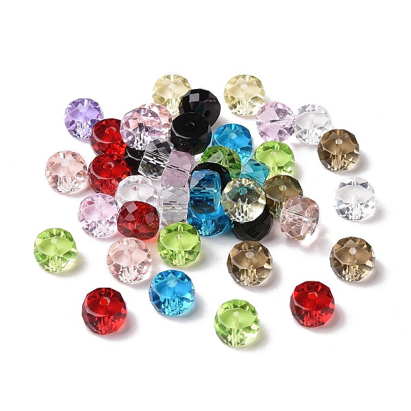 

PandaHall Transparent Glass Beads, Faceted, Column, Mixed Color, 10x6mm, Hole: 1.6mm Glass Column Multicolor