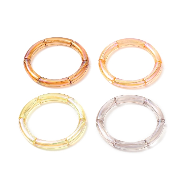 

PandaHall 4Pcs 4 Color Acrylic Curved Tube Stretch Bracelets Set for Women, Chocolate, Inner Diameter: 2-1/8 inch(5.3cm) Acrylic Brown