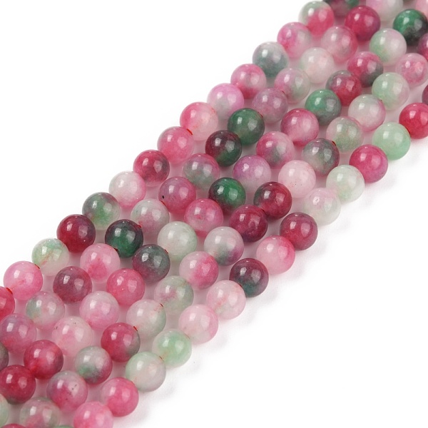 

PandaHall Natural White Jade Beads Strands, Dyed, Round, Colorful, 4.5mm, Hole: 0.7mm, about 90pcs/strand, 15.08''(38.3cm) White Jade Round