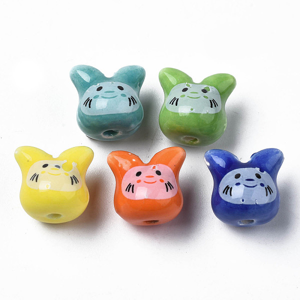 

PandaHall Handmade Porcelain Beads, Famille Rose Style, Cat, Mixed Color, 11.5x12x10.5mm, Hole: 2mm Porcelain Cat Shape Multicolor
