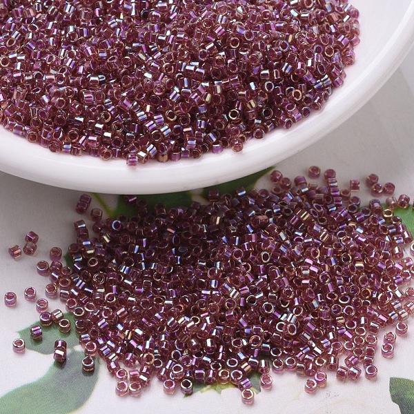 

PandaHall MIYUKI Delica Beads, Cylinder, Japanese Seed Beads, 11/0, (DB0088) Berry Lined Light Topaz AB, 1.3x1.6mm, Hole: 0.8mm, about..., Purple