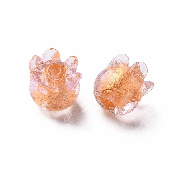 

PandaHall Handmade Gold Foil Lampwork Beads, Jellyfish, Orange, 8.5~9.5x8.5mm, Hole: 1~1.5mm Gold Foil Fish Orange