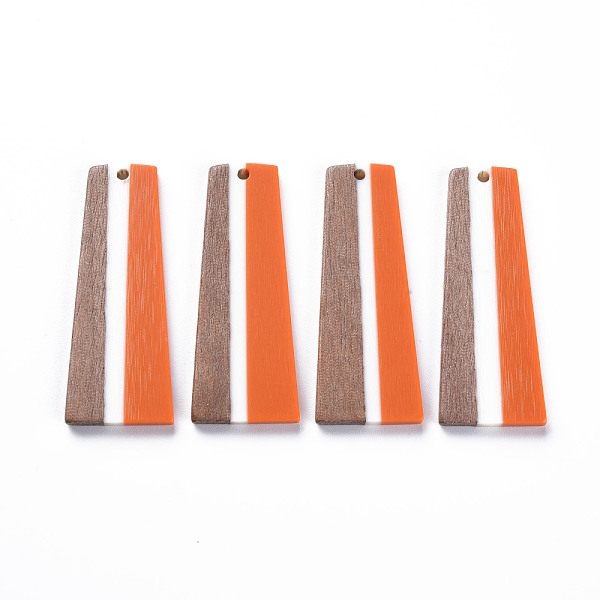

PandaHall Resin & Walnut Wood Pendants, Trapezoid, Orange, 49x19x3mm, Hole: 2mm Resin+Wood Trapezoid Orange
