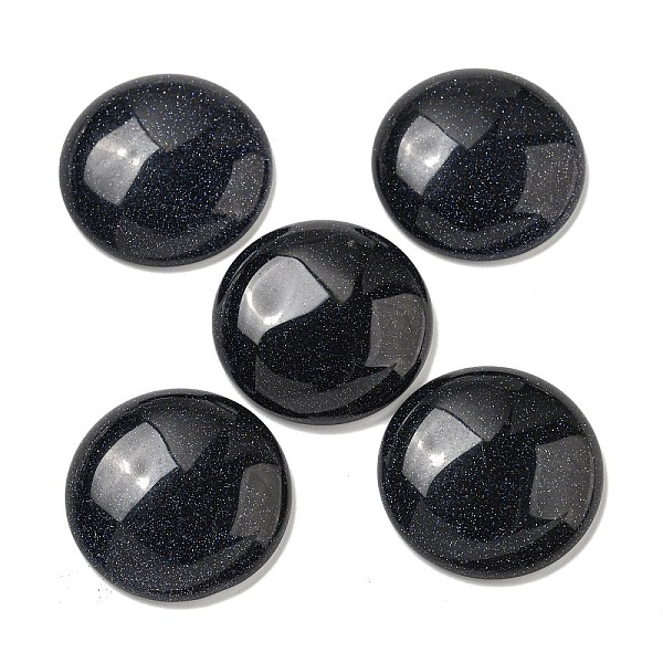 

PandaHall Synthetic Blue Goldstone Cabochons, Flat Round, 30x7~8.5mm Blue Goldstone Flat Round