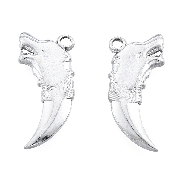 

PandaHall 201 Stainless Steel Pendants, Wolf, Stainless Steel Color, 30.5x14x3mm, Hole: 2.5mm 201 Stainless Steel Other Animal