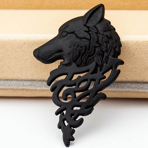 

PandaHall Alloy Brooch, Wolf Head Brooches, Men's Suits Buckle Neckwear Accessories, Black, 55x34mm Alloy Wolf Black