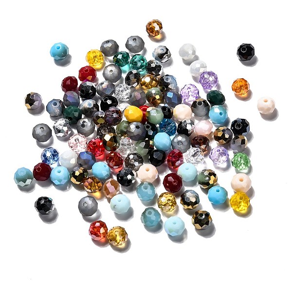 

PandaHall Faceted Rondelle Electroplate Glass Beads Strands, Mixed Color, 8x6mm, Hole: 1mm, about 100pcs/bag Glass Rondelle Multicolor