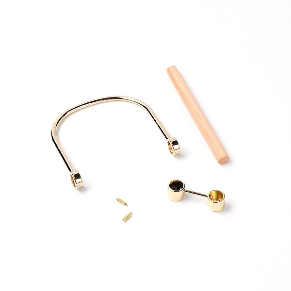 

PandaHall Alloy Bag Handle, with Detachable Schima Wood Finding, Bag Replacement Accessories, Light Gold, 8.5x8.5x1.4cm, Hole: 10mm Alloy