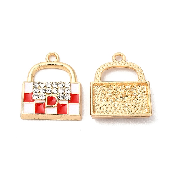 

PandaHall Alloy Enamel Pendants, with Glass Rhinestone, Cadmium Free & Nickel Free & Lead Free, Golden, Handbag Charm, Red, 19.5x16.5x3.5mm...