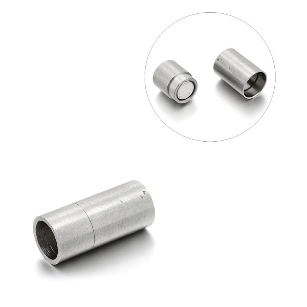 

PandaHall Matte 304 Stainless Steel Column Magnetic Clasps with Glue-in Ends, Stainless Steel Color, 20x9mm, Hole: 7mm 304 Stainless Steel...