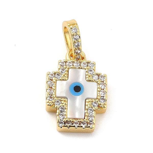 

PandaHall Brass Micro Pave Cubic Zirconia Pendants, with Cellulose Acetate(Resin) Evil Eye, Golden, Cross, 15.5x10.5x3mm, Hole: 5x3.5mm..., Blue