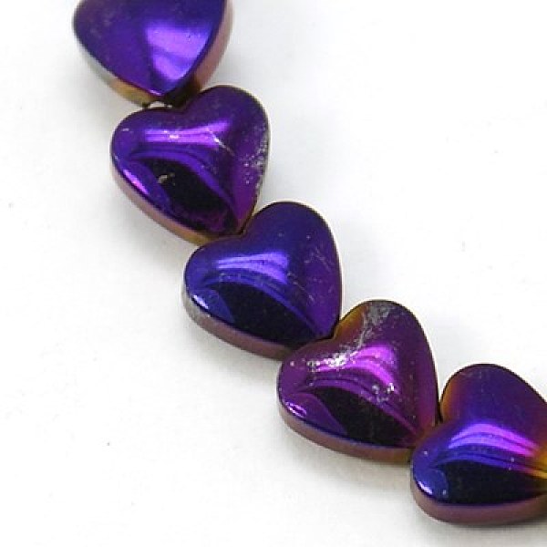 

PandaHall Non-magnetic Synthetic Hematite Beads Strands, Heart, Purple Plated, 6x6x3mm, Hole: 1mm Non-magnetic Hematite Heart