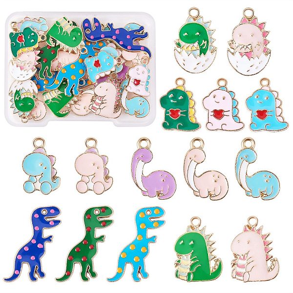 30Pcs 15 Style Alloy Enamel Pendants