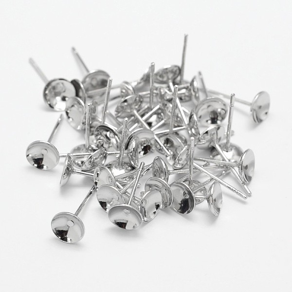 

PandaHall Brass Stud Earring Settings, Cadmium Free & Nickel Free & Lead Free, Real Platinum Plated, 13x4mm, Pin: 0.8mm, Tray: 3mm Brass...