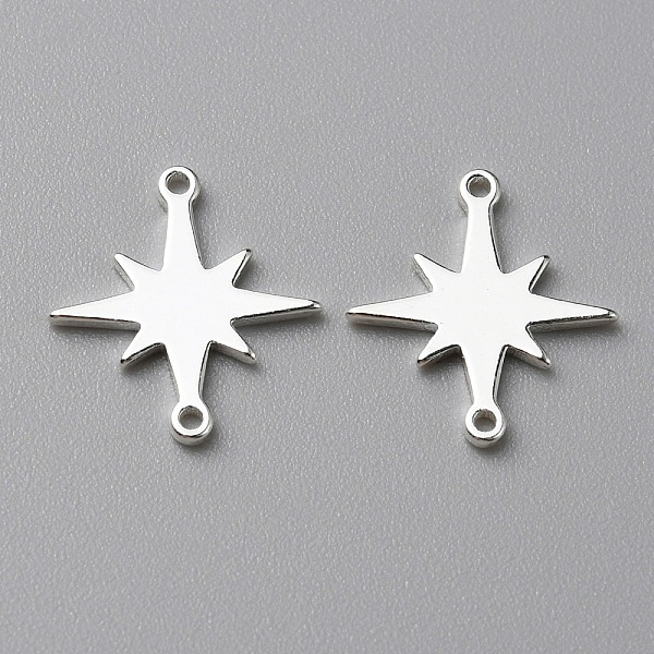 

PandaHall Brass Connector Charms, Star Links, Silver, 13x12x1mm, Hole: 0.8mm Brass Star