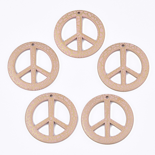 

PandaHall Acrylic Big Pendants, Peace Sign, Spray Painted & Crackle, Misty Rose, 50x3.5mm, Hole: 2.5mm Acrylic Peace Sign Red