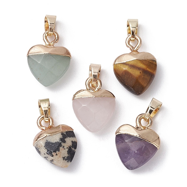 

PandaHall Natural Mixed Gemstone Faceted Heart Charms with Golden Tone Brass Snap on Bails, 14~15x10~10.5x5~5.5mm, Hole: 5x3.2mm Mixed Stone...
