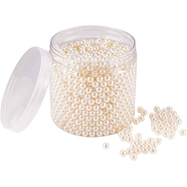 about 1500 Pieces 8mm Beige No Holes/Undrilled ABS Plastic Imitated Pearl Beads for Vase Fillers Table Scatter Wedding Party Home...