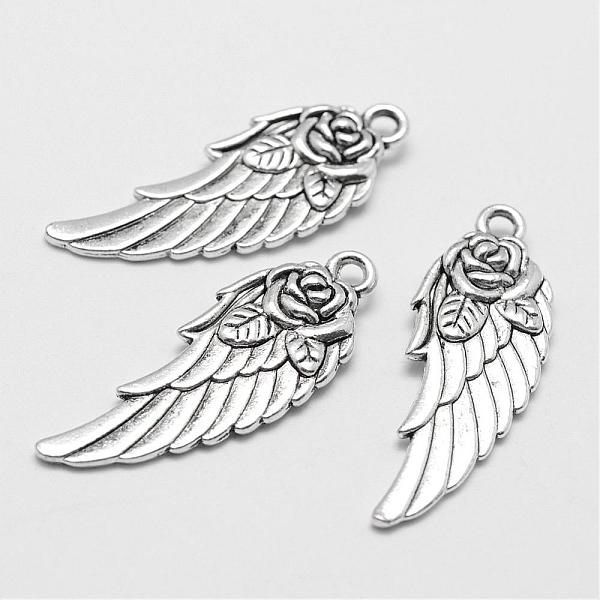 

PandaHall Alloy Pendants, Wing, Antique Silver, 31x11.5x3.5mm, Hole: 2mm Alloy Wing