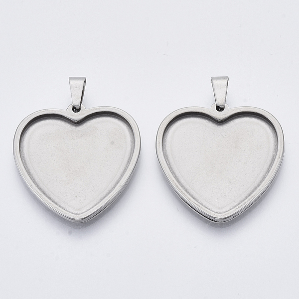

PandaHall 201 Stainless Steel Pendant Cabochon Settings, Plain Edge Bezel Cups, Heart, Stainless Steel Color, Tray: 23.5x25.5mm, 30x29x2.2mm...