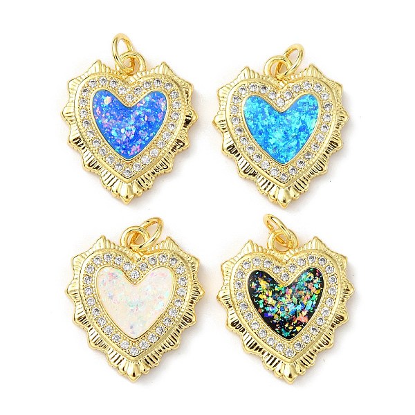 

PandaHall Brass Micro Pave Cubic Zirconia Pendants, with Synthetic Opal and Jump Ring, Real 18K Gold Plated, Heart, Real 18K Gold Plated..., Multicolor