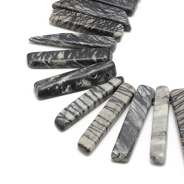 Natural Black Silk Stone/Netstone Beads Strands