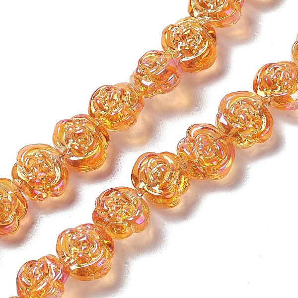 

PandaHall Electroplate Glass Beads Strands, Full Rainbow Plated, Rose, Orange, 12.5x14x9mm, Hole: 1mm, about 55pcs/strand, 25.98''(66cm)...