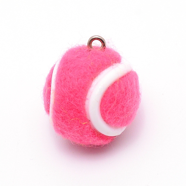 

PandaHall Cloth Fabric Pendants, with Platinum Tone Iron Loop, Tennis, Pink, 7/8x3/4 inch(22x19mm), Hole: 2mm Fibre Sports Pink