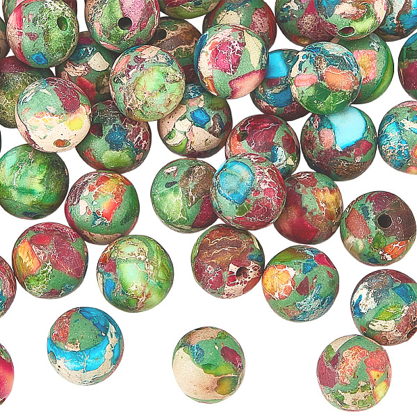 1 brin de perles de jaspe impérial naturel teintées