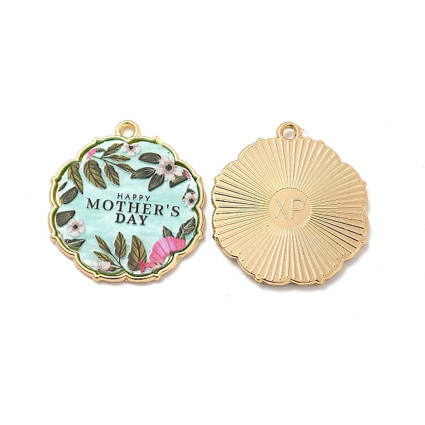 

PandaHall Rack Plating Acrylic Pendants, with Golden Tone Alloy Findings, Cadmium Free & Nickel Free & Lead Free, Mother's Day, Flower Charm..., Green