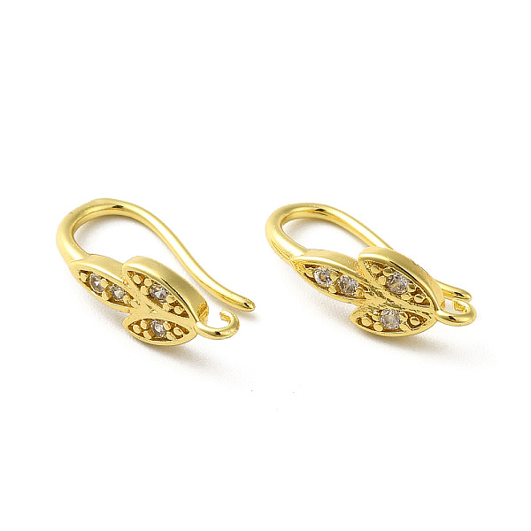 

PandaHall Brass Micro Pave Clear Cubic Zirconia Earring Hooks, Ear Wire, with Loops, Leaf, Real 18K Gold Plated, 16mm, Hole: 1mm, 20 Gauge...