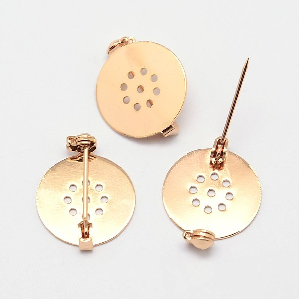 

PandaHall Flat Round Grade AAA Brass Base Settings, Brooch Back with Safety Pins, Cadmium Free & Nickel Free & Lead Free, Real 18K Gold...