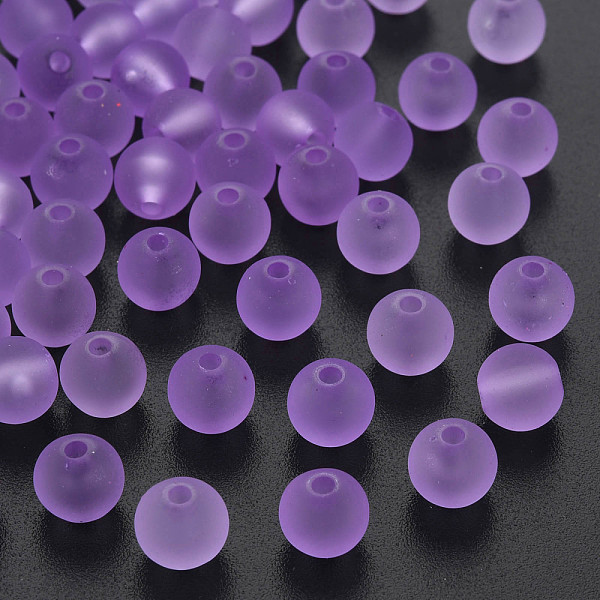 

PandaHall Transparent Acrylic Beads, Rubberized Style, Frosted, Round, Olive, 8x7mm, Hole: 1.8mm, about 1745pcs/500g Acrylic Round Green