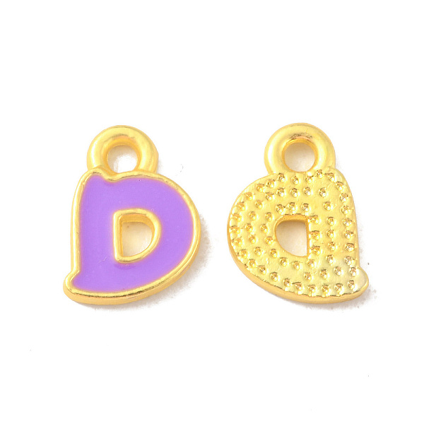 

PandaHall Alloy Enamel Pendants, Matte Gold Color, Letter Charm, Nickel Free, Letter D, 10x6x1.5mm, Hole: 1.6mm Alloy+Enamel Letter D