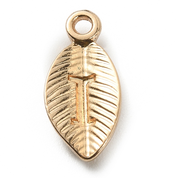 

PandaHall Alloy Pendants, Leaf with Letter Charm, Light Gold, Letter.I, 15.5x7.5x2.5mm, Hole: 1.5mm Alloy Letter I