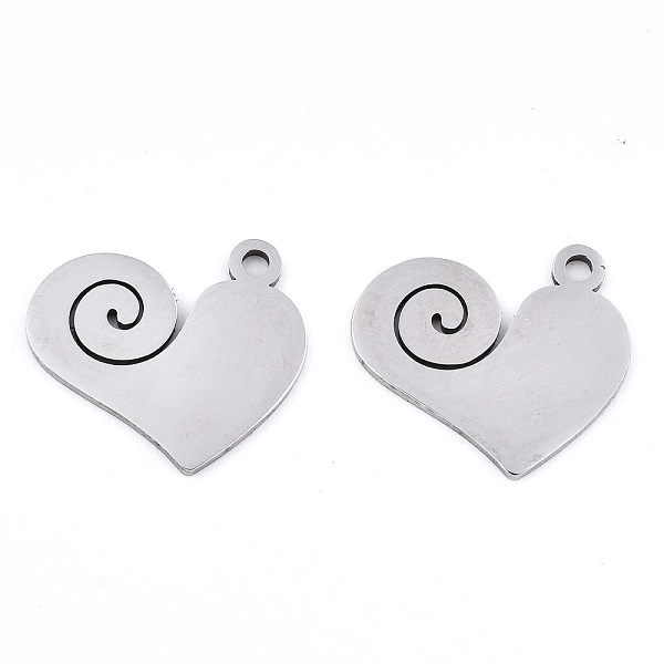 

PandaHall 201 Stainless Steel Pendants, Laser Cut, Heart, Stainless Steel Color, 15x17x0.9mm, Hole: 1.6mm 201 Stainless Steel Heart