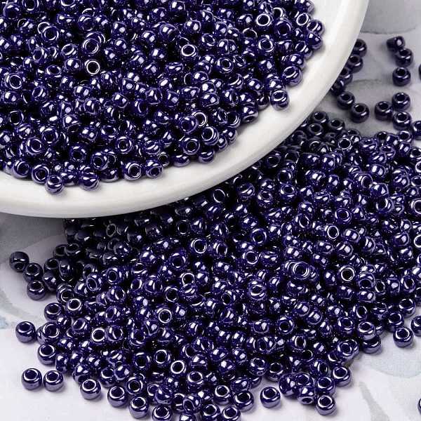 

PandaHall MIYUKI Round Rocailles Beads, Japanese Seed Beads, (RR434) Opaque Eggplant Luster, 8/0, 3mm, Hole: 1mm, about 422~455pcs/10g Glass..., Purple