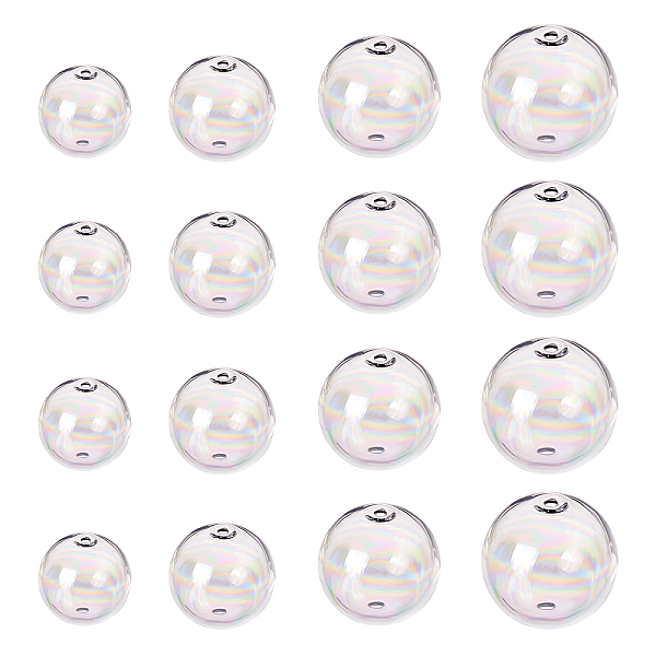 

PandaHall 24pcs 4 Sizes Glass Globe Ball Hollow Ball Double Hole Wish Glass Ball Bottle Crystal Glass Dome Cover Blown Glass Beads for DIY..., Clear