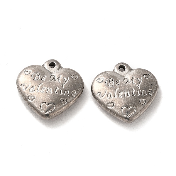 

PandaHall Valentine's Day 304 Stainless Steel Pendants, Heart with Word Be My Valentine, Stainless Steel Color, 17x17x4mm, Hole: 1.6mm 304...