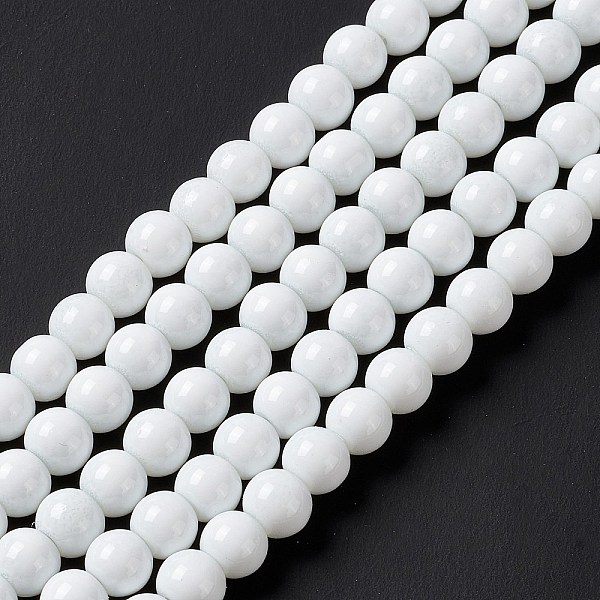 

PandaHall Painted Glass Bead Strands, Baking Paint, Round, WhiteSmoke, 6mm, Hole: 1.3~1.6mm, about 133pcs/strand, 31.4 inch Glass Round..., White