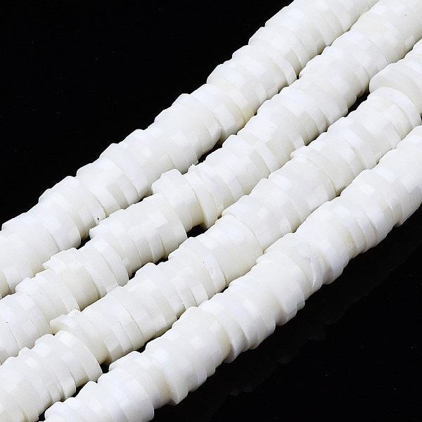 

PandaHall Handmade Polymer Clay Beads Strands, for DIY Jewelry Crafts Supplies, Heishi Beads, Disc/Flat Round, Floral White, 4x0.5mm, Hole...