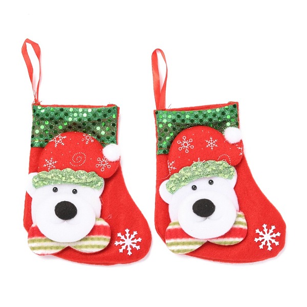 

PandaHall Cloth Hanging Christmas Stocking, with Paillettes, Candy Gift Bag, for Christmas Tree Decoration, Bear, Red, 150x122x22mm Cloth...