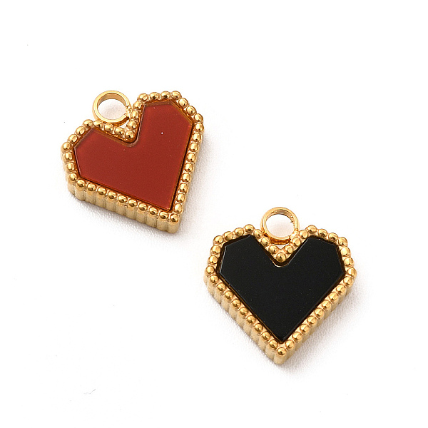 

PandaHall Vacuum Plating 304 Stainless Steel Pendants, with Acrylic, Heart, Mixed Color, 12x11x3mm, Hole: 2mm Stainless Steel+Acrylic Heart..., Multicolor